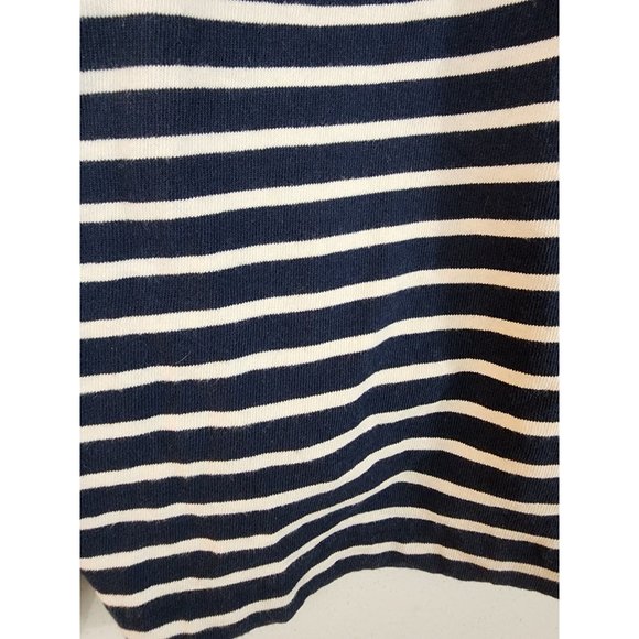 J. Crew Large Crew Neck Pullover Blue White Striped Long Sleeve Nautical Sweater - Picture 2 of 7